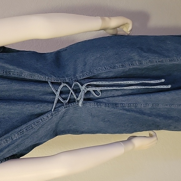 Vtg JIM ELLIOT Western Denim Chambray Sleeveless Button Down Midi Dress - Picture 10 of 14